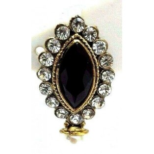 Gold Oxidized Women Earring Stud Jewelry PushBack Classy Gift - Rhinestone Bead 22